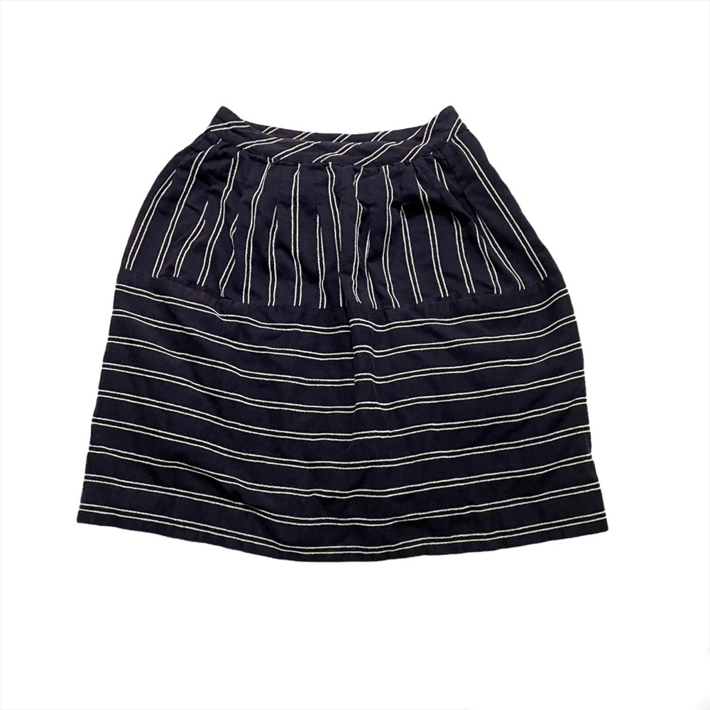 Maeve Navy Blue White Casual Pleated Skirt Pockets Lined Business Casual Size 2 - Picture 2 of 9